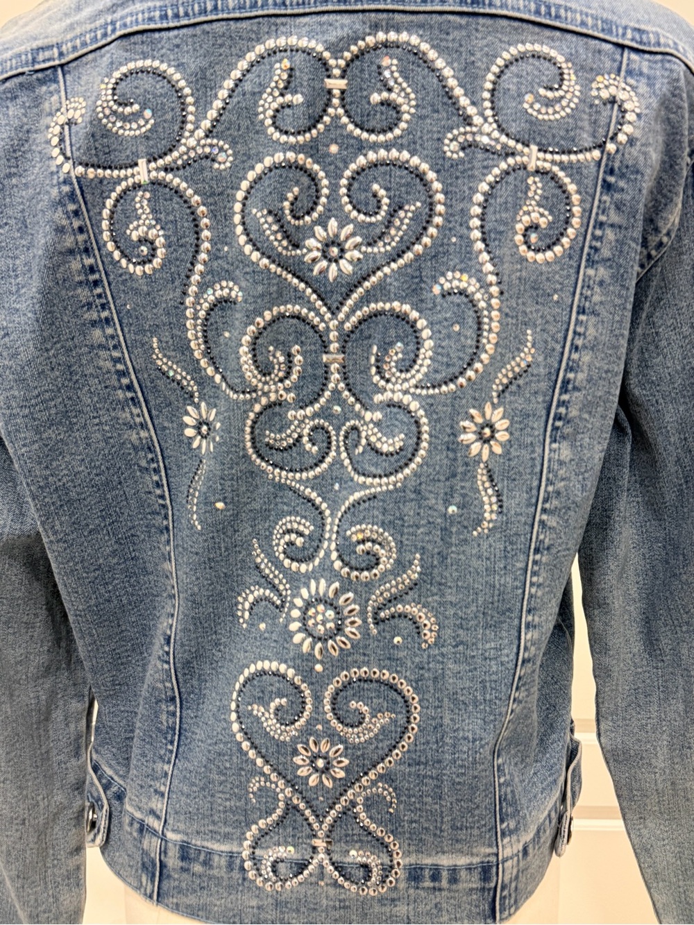 🔥Vintage Christine Alexander Rhinestone Blue Denim Jacket - Women - Picture 10 of 13